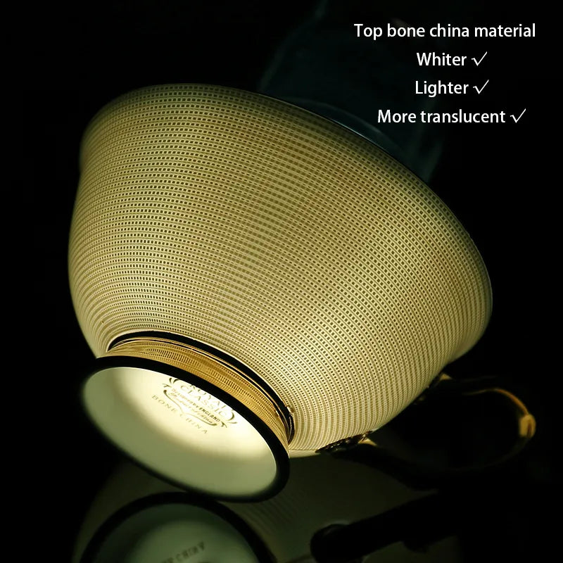 Europe Bone China Coffee Cup Saucer Spoon Set 200ml Luxury Ceramic Mug Top-grade Porcelain Tea Cup
