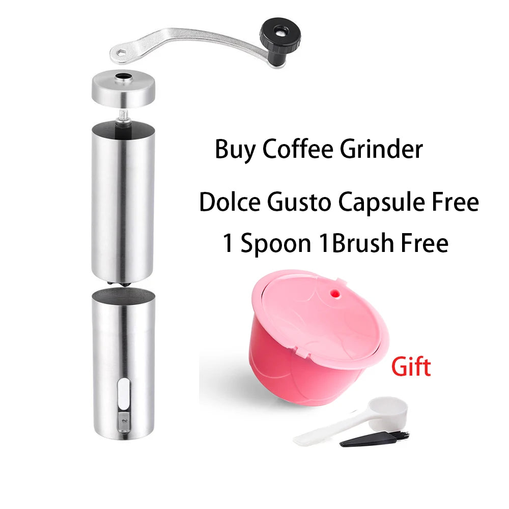 Mini Manual Coffee Grinder|Stainless Steel Hand Bean Grinder Compatible with Nespresso & Dolce Gusto