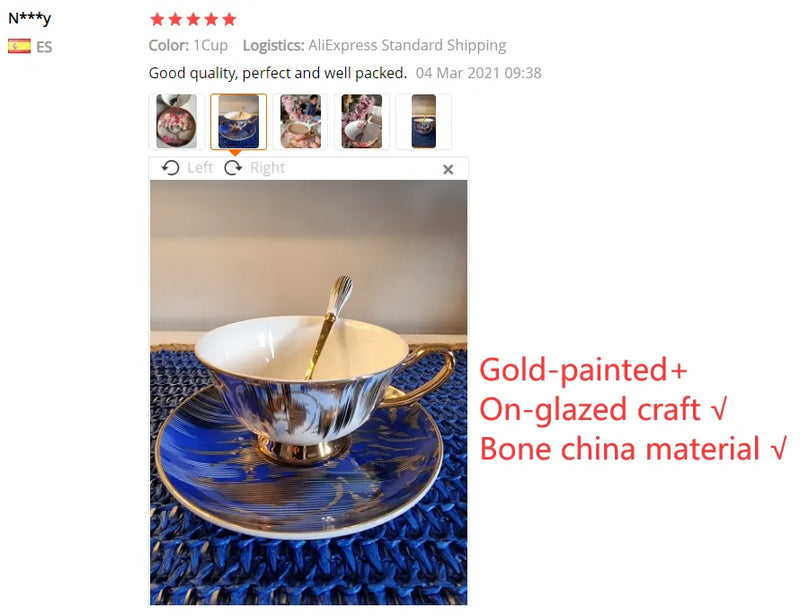 Europe Bone China Coffee Cup Saucer Spoon Set 200ml Luxury Ceramic Mug Top-grade Porcelain Tea Cup