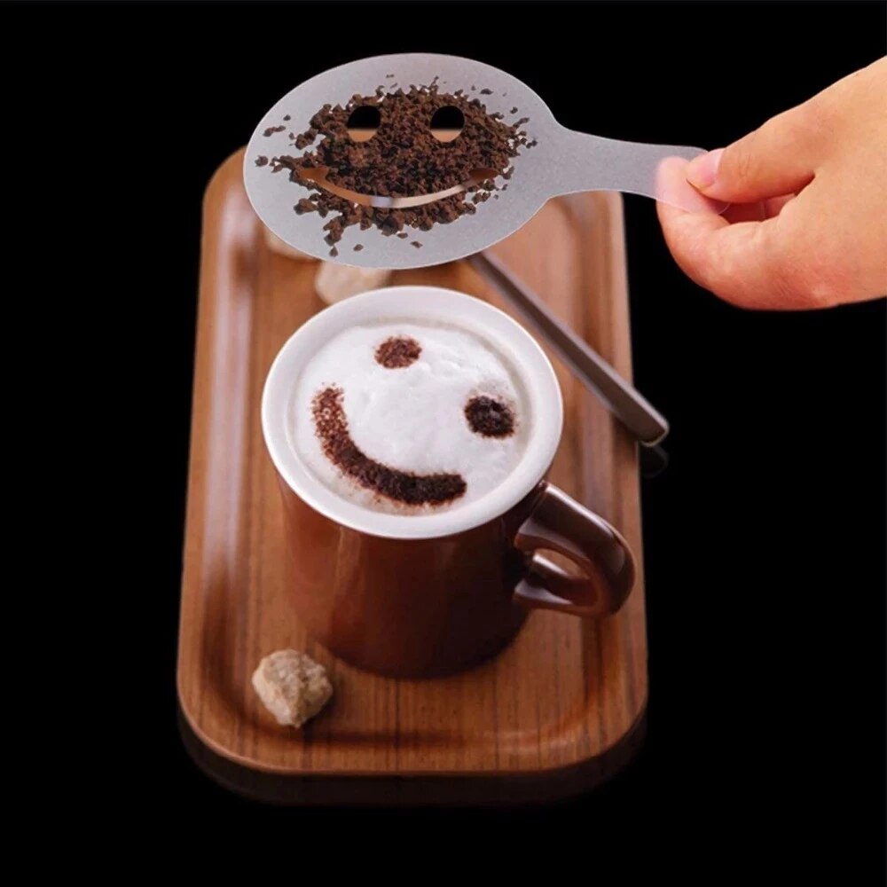 16pcs/set Of Fancy Coffee Printing Flower Mold Latte Coffee Cappuccino Mold Coffee Cake Decoration