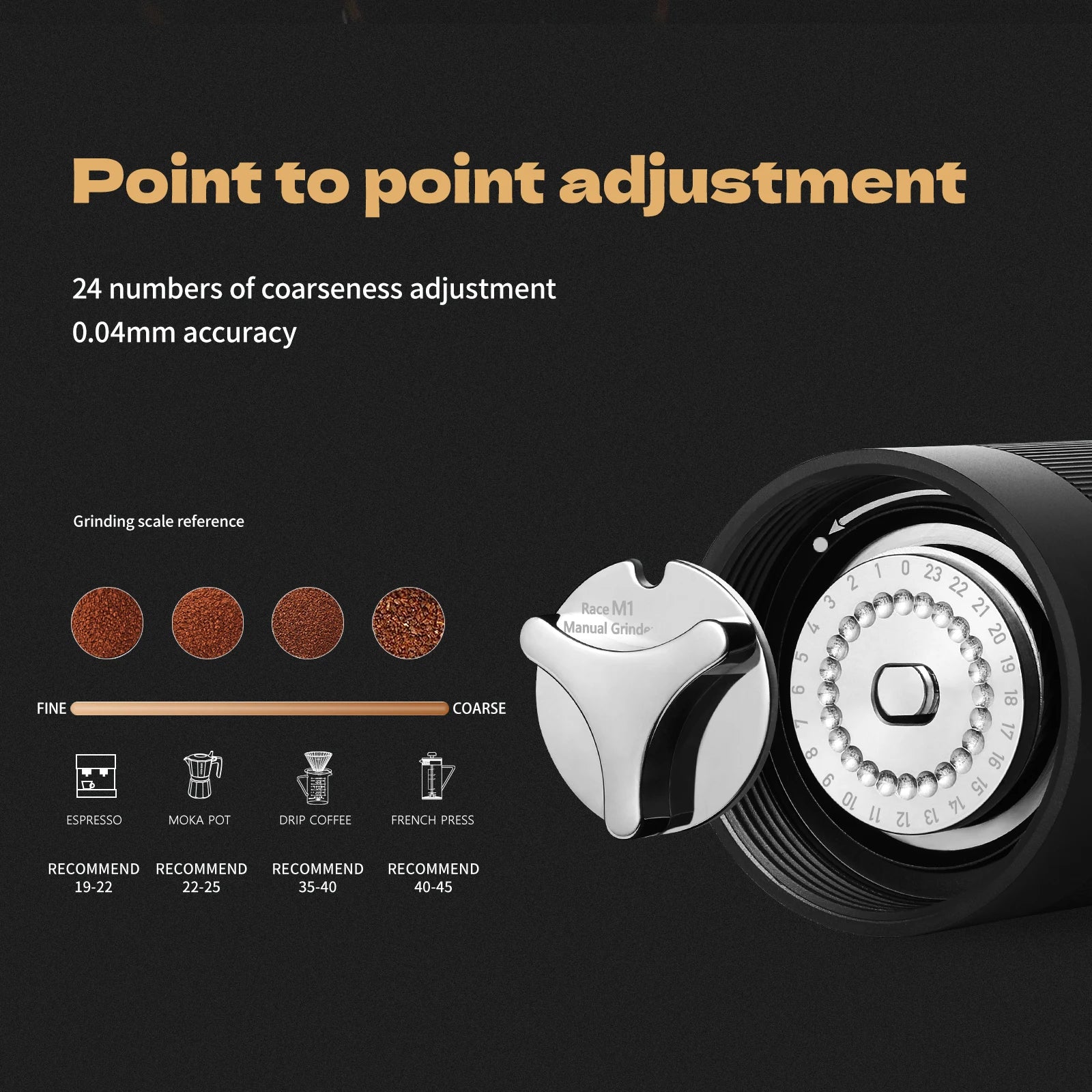 Manual Coffee Grinder Adjustable Settings 6 Angle Core Grinding Espresso Maker Titanium Coating