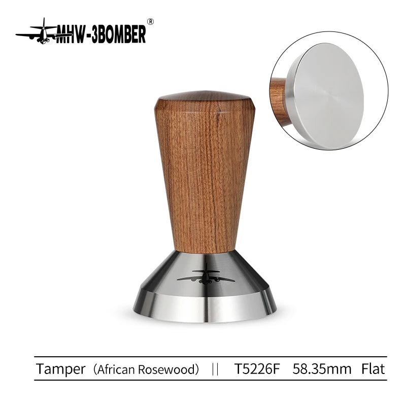 51mm 58.35mm Coffee Tamper Espresso Press Level Tool Vintage Solid Wood Handle Barista Accessories