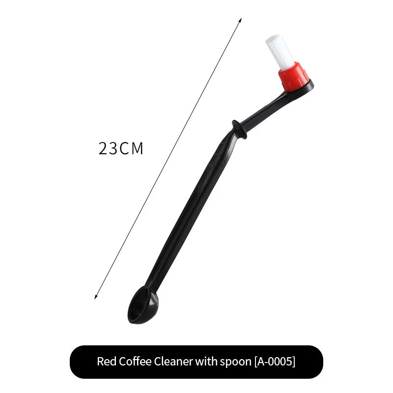Coffee Machine Cleaning Brush with Spoon – Nylon Espresso Tool for Grounds & Group Head Cleaning
