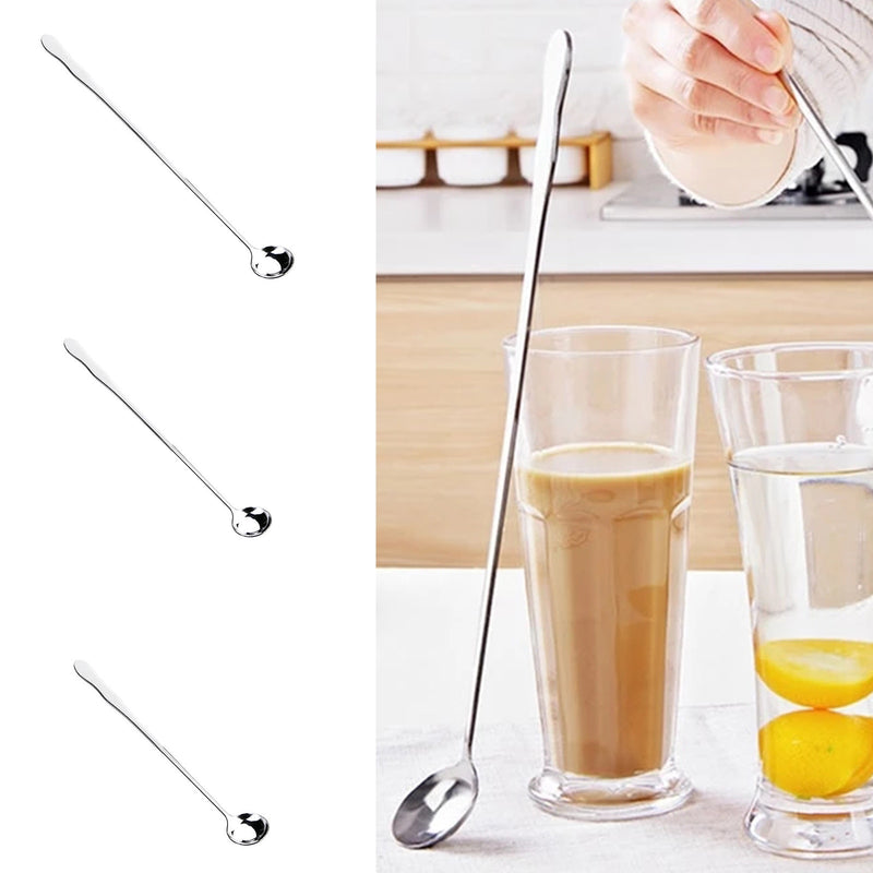 Stainless Steel Long Handle Spoon Coffee Tea Stirring Spoons Dessert Ice Cream Cake Scoop Home