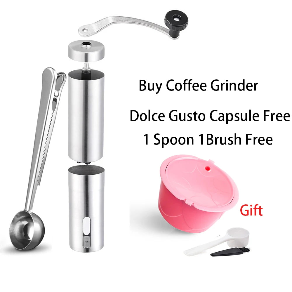 Mini Manual Coffee Grinder|Stainless Steel Hand Bean Grinder Compatible with Nespresso & Dolce Gusto