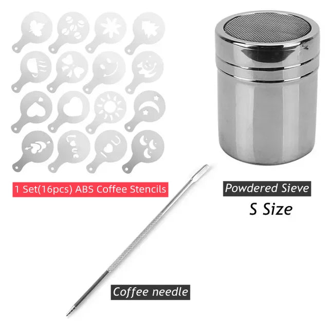 5pcs Stainless Steel Coffee Stencils Set for Latte Art, Cappuccino, and Fancy Foam Designs