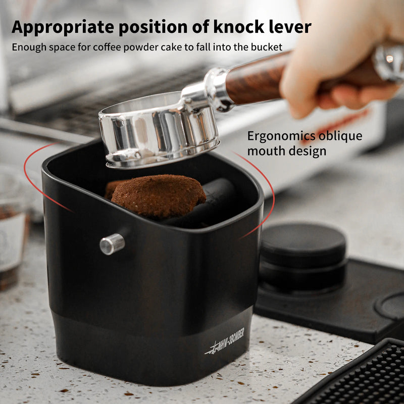 Set of 3 Pieces Espresso Knock Box Coffee Tamping Mat & Cleaning Brush Removable Knock Bar Non-slip