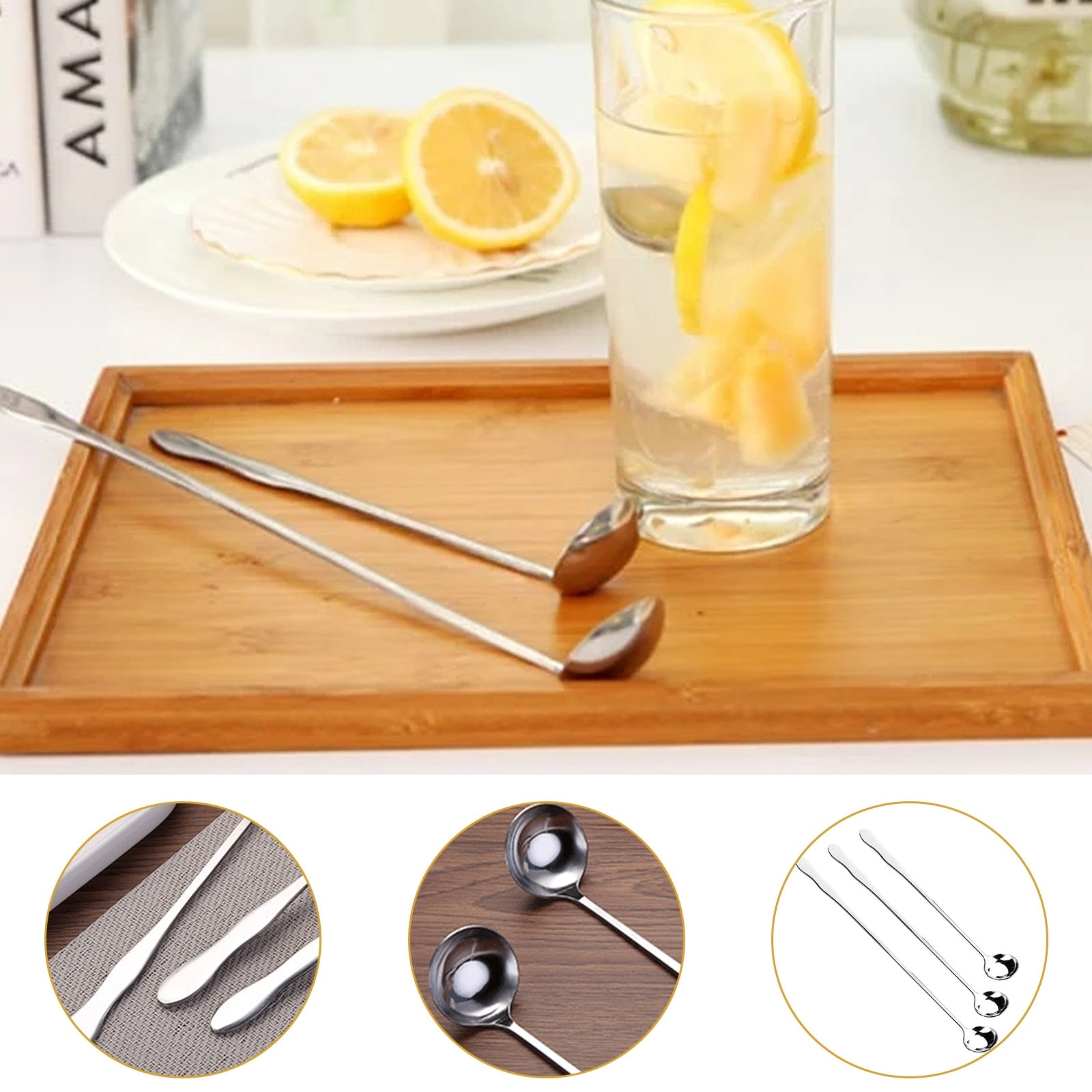 Stainless Steel Long Handle Spoon Coffee Tea Stirring Spoons Dessert Ice Cream Cake Scoop Home