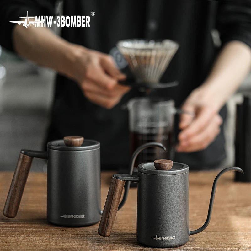 Pour Over Coffee Maker Set 400/600ml Gooseneck Kettle Coffee Dripper Brewer Clear Scale Glass Server