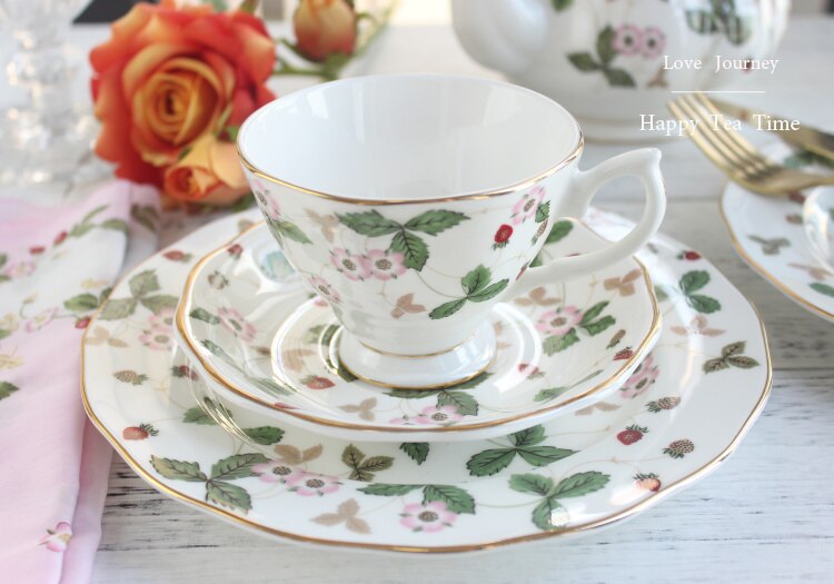 English afternoon tea bone china tea set ceramic coffee cup and saucer upscale dessert tray
