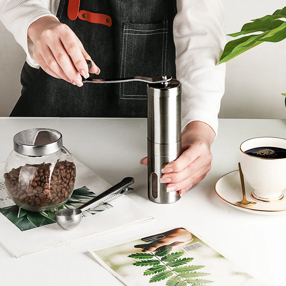 Manual Coffee Grinder Stainless Steel Hand Burr Mill Portable Kitchen Coffee Tool Compact Design
