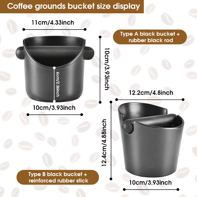 ABS Coffee Knock Box Espresso Grounds Container for Barista + Non-slip Base
