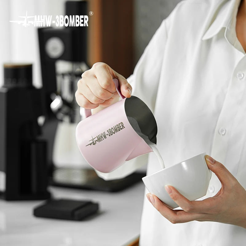500ml Stainless Steel Milk Frothing Pitcher Red Latte Art Jug Barista Coffee Tool Durable