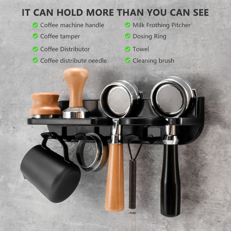 51/54/58mm Wall Mount Coffee Set Storage Rack Puching Free Espresso Coffee Portafilters Holder