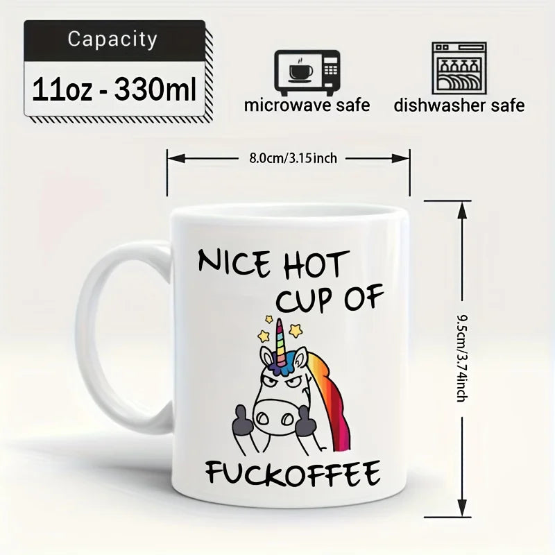 1pc Angry Unicorn Ceramic Coffee Mug Milk Tea Cup Insulated for Hot or Cold Beverages Office Cup