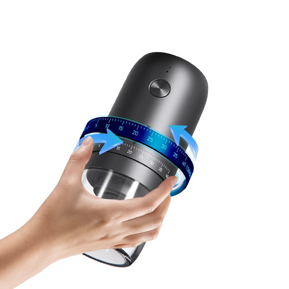 Portable USB Rechargeable Coffee Grinder – Adjustable 40 Gear Conical Burr Bean Grinder