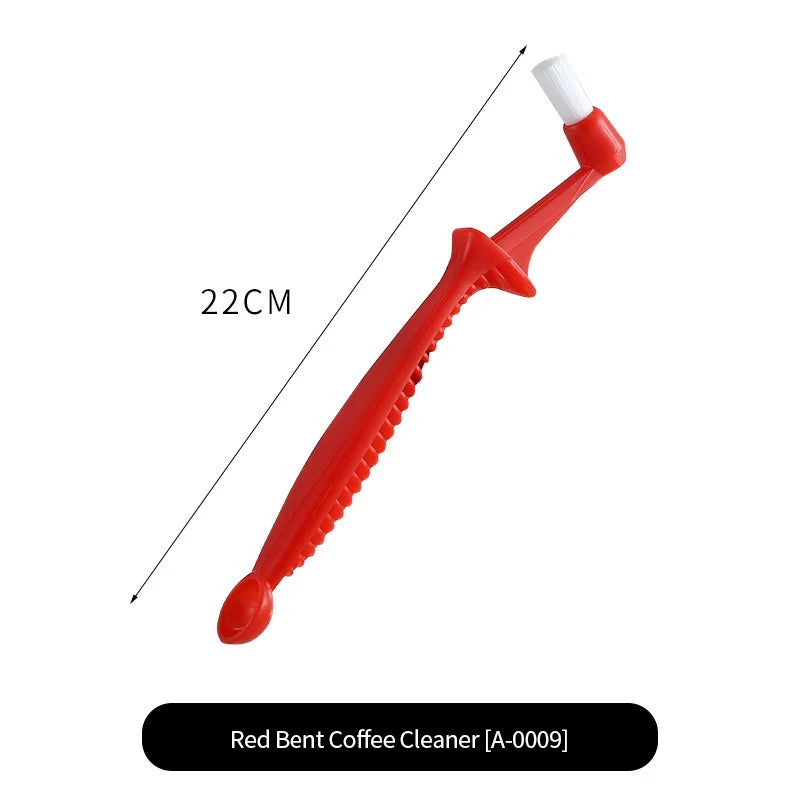 Coffee Machine Cleaning Brush with Spoon – Nylon Espresso Tool for Grounds & Group Head Cleaning