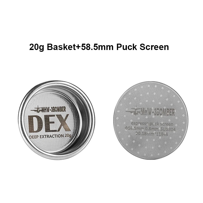 Precise 58.5mm Espresso Coffee Filter Baskets 18g 20g with Espresso Puck Screen Fit 58mm Portafilter