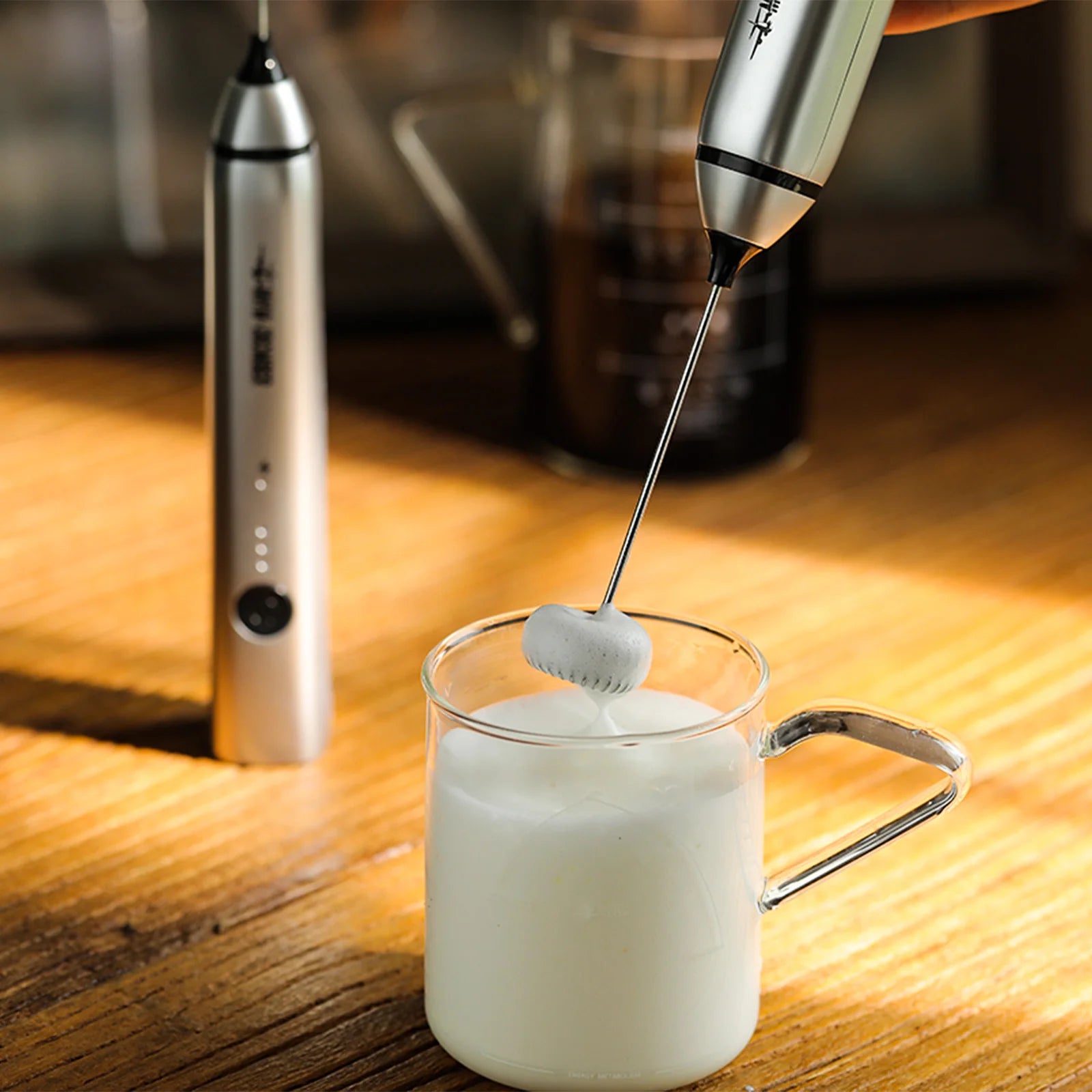 Powerful Milk Foam Machine Mini Electric Milk Frother Stainless Steel Eggbeater Portable Camping