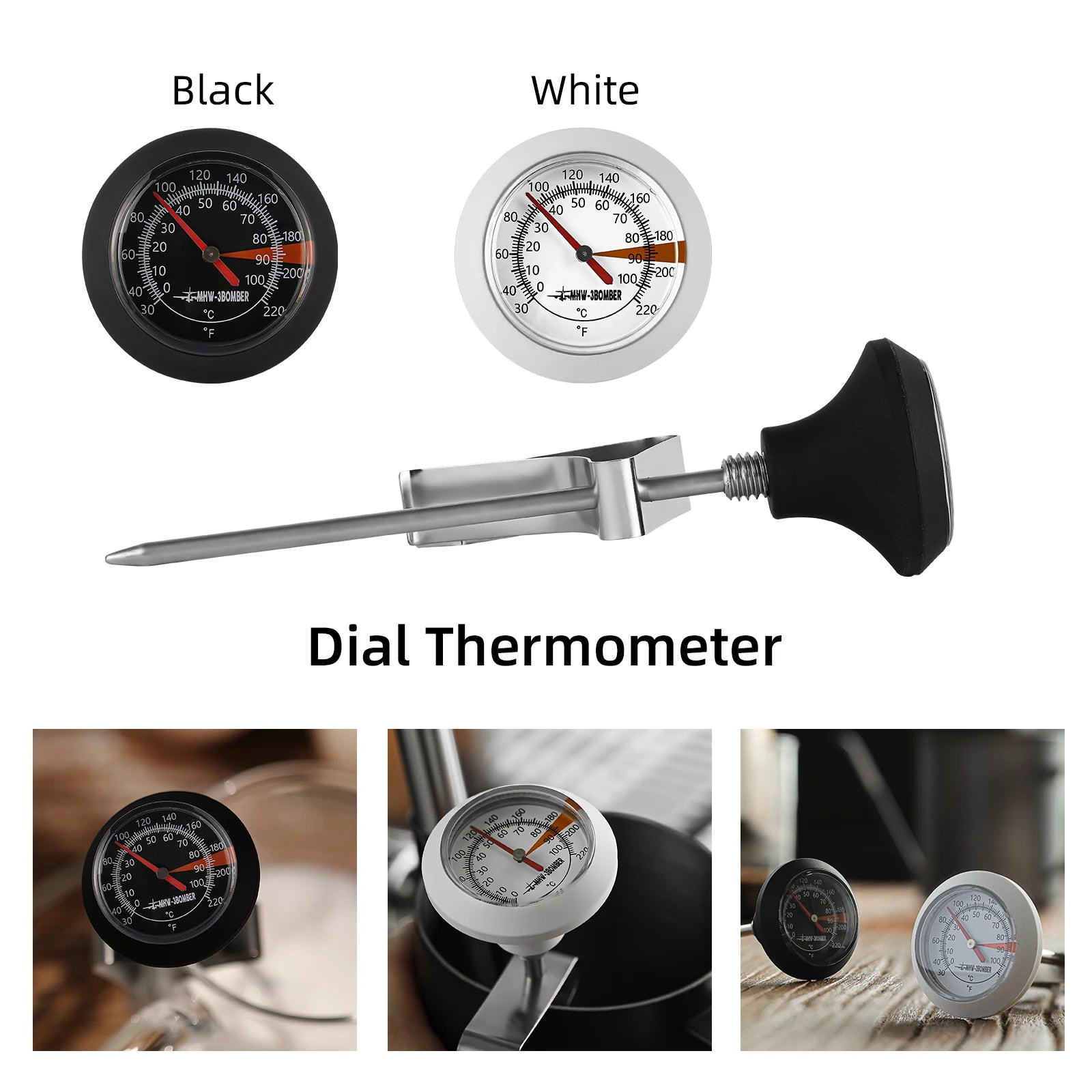 MHW-3BOMBER 0 to100℃ Dial Thermometer for Coffee Milk Frothing Jug Professional Temperature Tools
