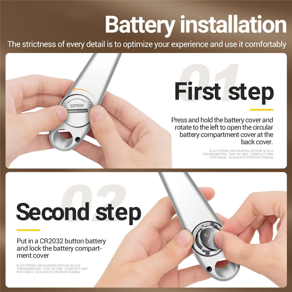 2 in 1 Electronic Kitchen Scale LCD Digital Measuring Food Digital Spoon Mini Thermometer Tool Scale