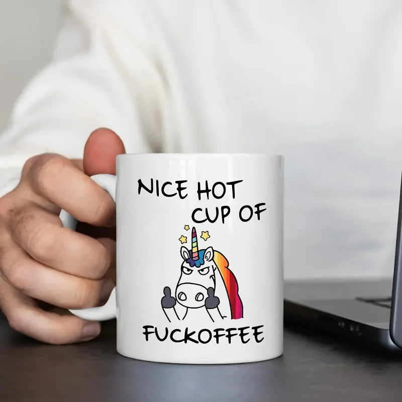 1pc Angry Unicorn Ceramic Coffee Mug Milk Tea Cup Insulated for Hot or Cold Beverages Office Cup