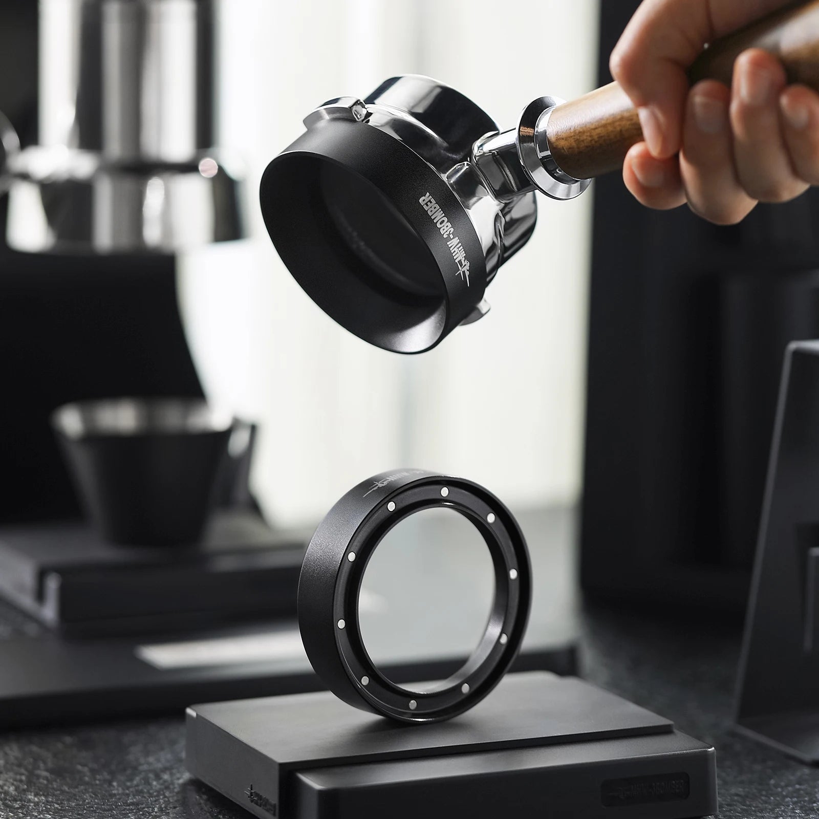 Magnetic Dosing Funnel Set 58mm Espresso Dosing Ring & 58.5mm Puck Screen Kit Coffee Filter Barista