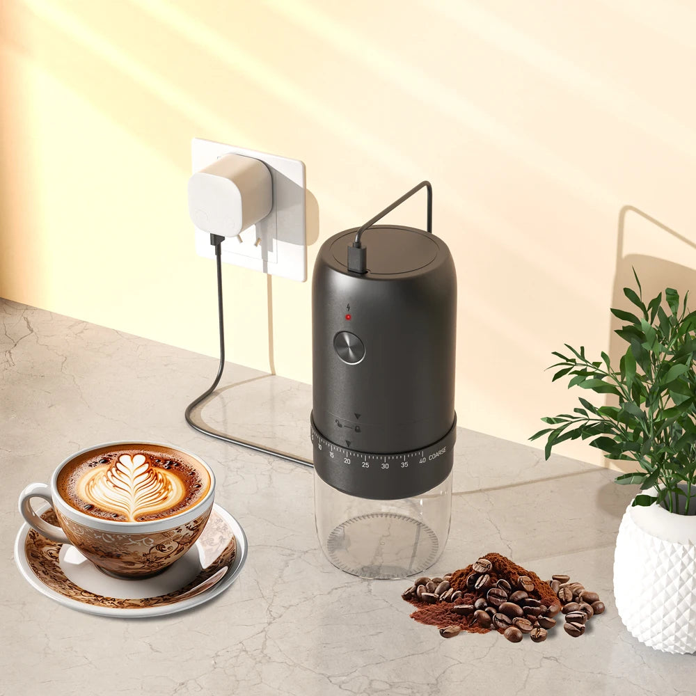 Portable USB Rechargeable Coffee Grinder – Adjustable 40 Gear Conical Burr Bean Grinder