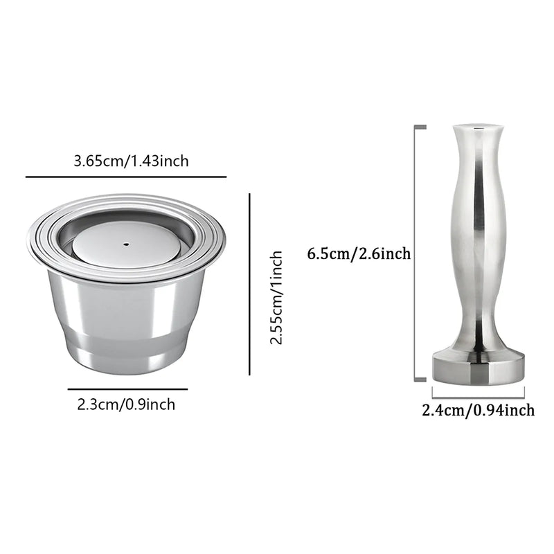 Stainless Steel Nespresso Refillable Coffee Capsule Coffee Tamper Reusable Coffee Pod Coffeeware