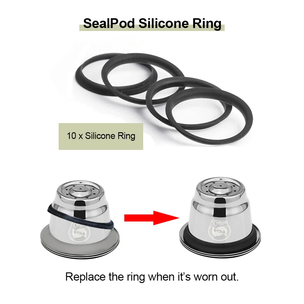 ICafilas Silicone O-rings For Upgrade Version Nespresso Stainless Steel Refillable Capsules Body Cup