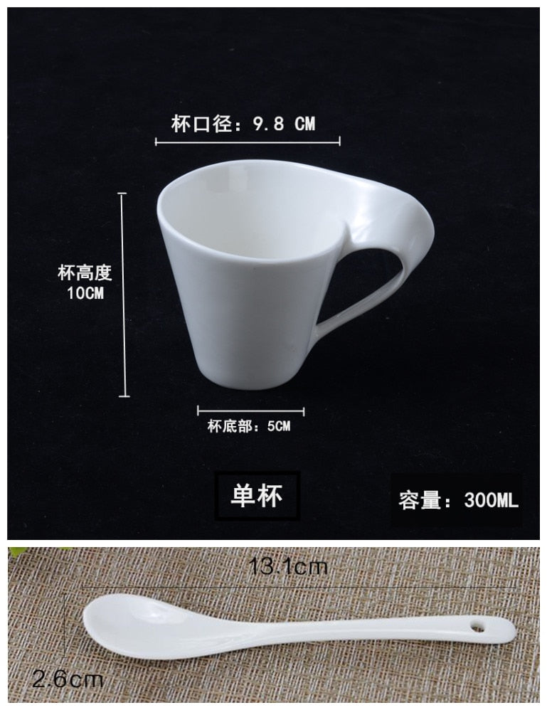 Creative wavy ceramic fancy coffee cup and saucer set European small luxury couple 200ml coffee cup