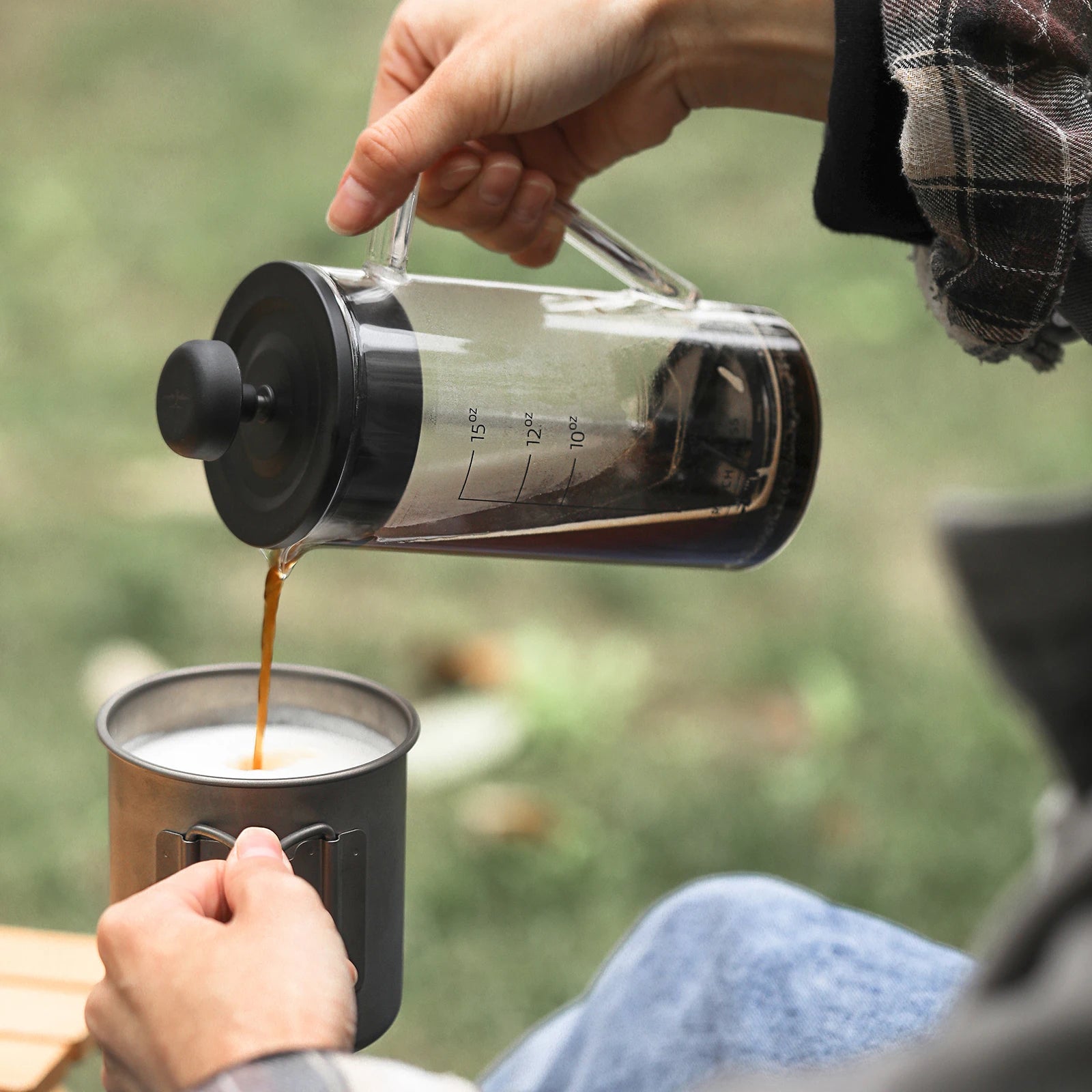 15 OZ French Press Coffee Maker Clear Cold Brew Heat Resistant Durable Portable Travel Coffee Pot