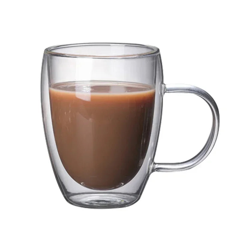 Double Bottom Wall Glass Coffee Cup Whiskey Tea Thermal Heat Resistant Mug Drinkware Tumbler Set