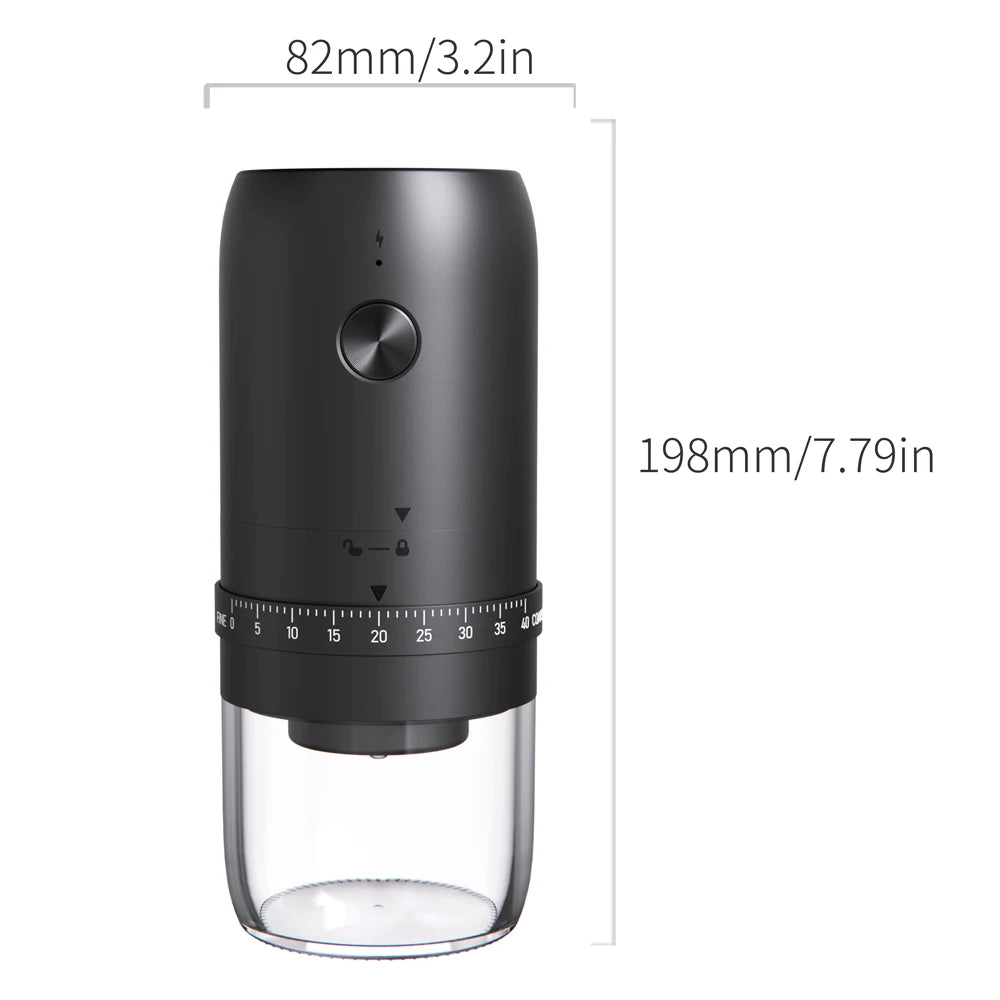 Portable USB Rechargeable Coffee Grinder – Adjustable 40 Gear Conical Burr Bean Grinder