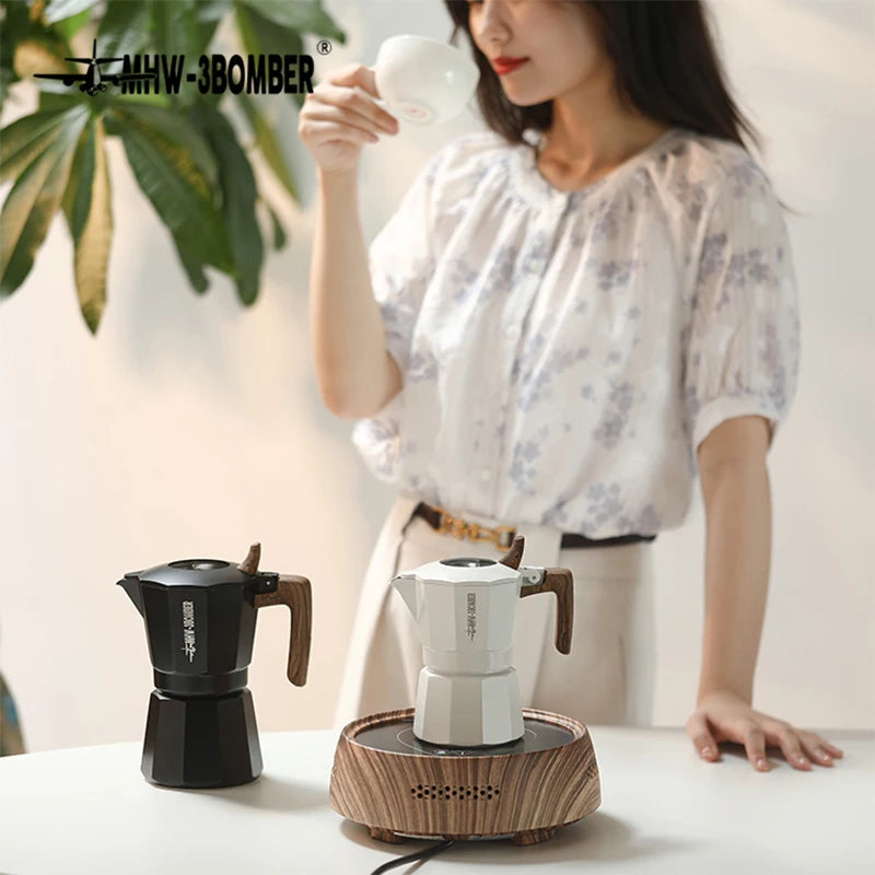 Double Valve Espresso Maker Moka Pot for Classic Italian and Cuban Café Brewing Professional Barista