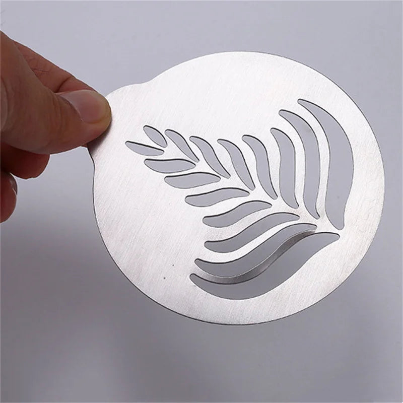5pcs Stainless Steel Coffee Stencils Set for Latte Art, Cappuccino, and Fancy Foam Designs