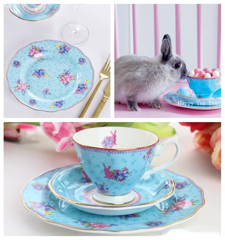 English afternoon tea bone china tea set ceramic coffee cup and saucer upscale dessert tray