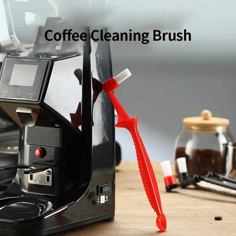 Coffee Machine Cleaning Brush with Spoon – Nylon Espresso Tool for Grounds & Group Head Cleaning