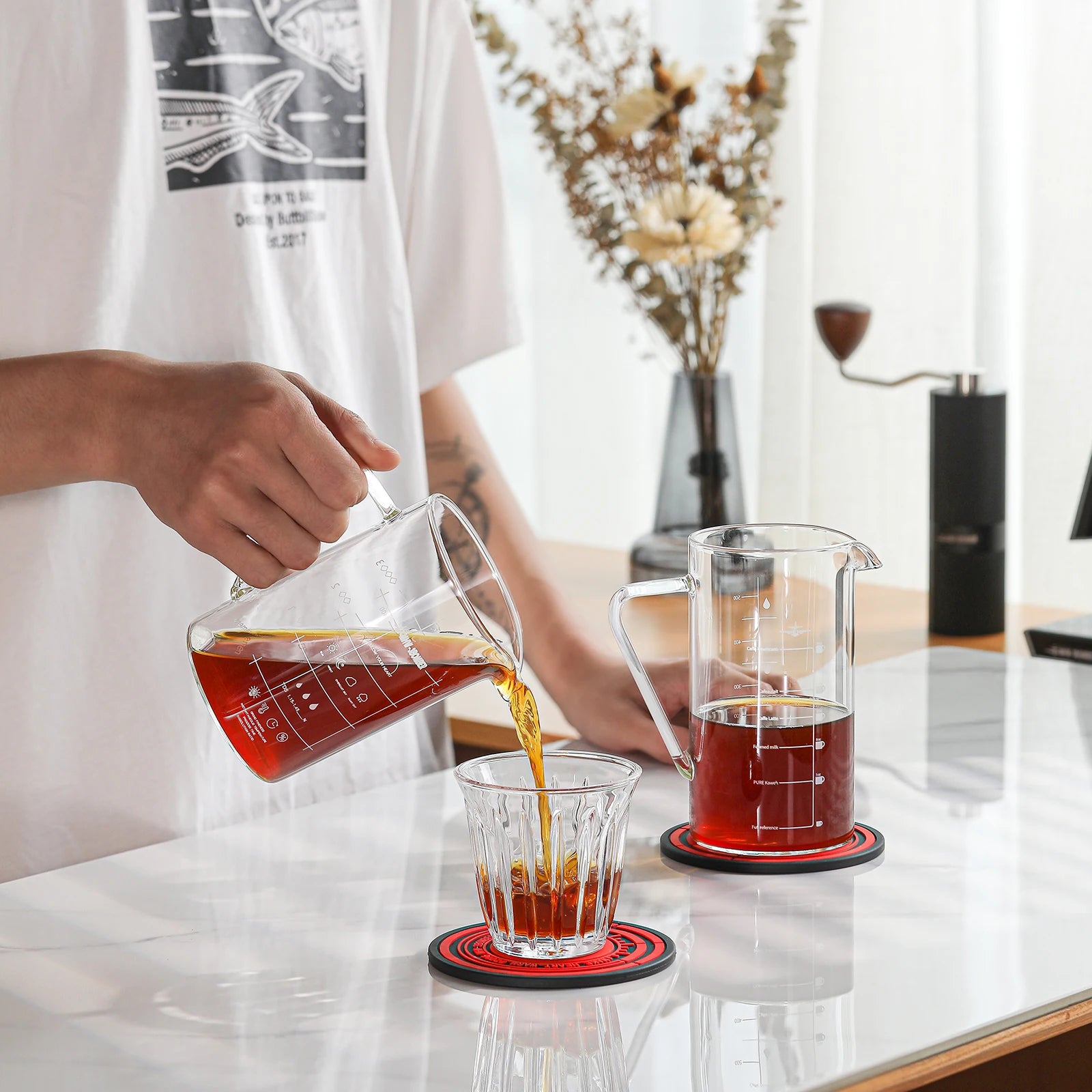 360/500ml Glass Measuring Cup Coffee Server High Borosilicate Glass Espresso Measuring Cups Barista