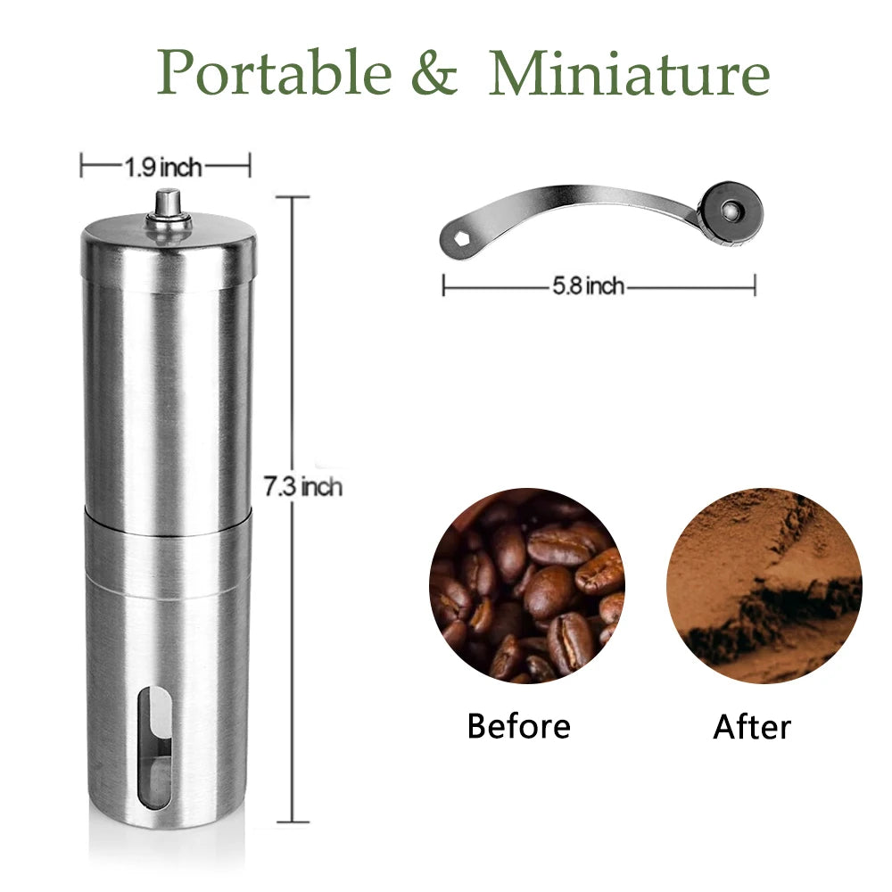 Manual Coffee Grinder Stainless Steel Hand Burr Mill Portable Kitchen Coffee Tool Compact Design