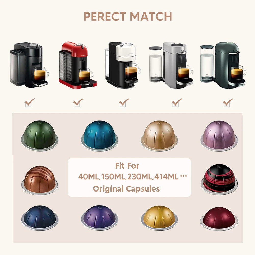 100PCS Aluminum Foil Seals Kit with 3PCS Refillable Coffee Pods & Coffee Capsule Refill Stand Tool