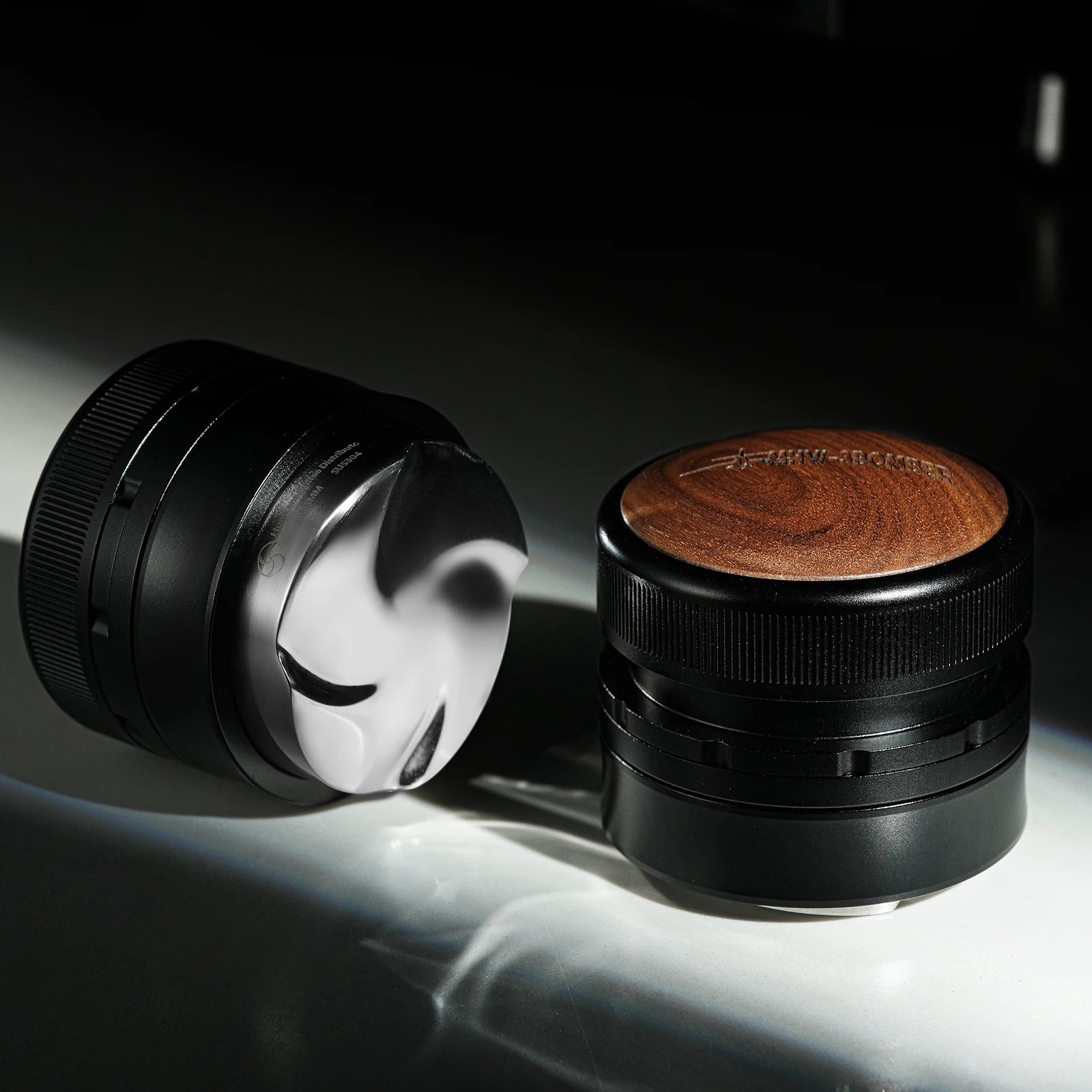 Adjustable Depth Gravity Adaptive Coffee Distributor 58.35MM 30lbs Espresso Tamper, Mat & Brush Set