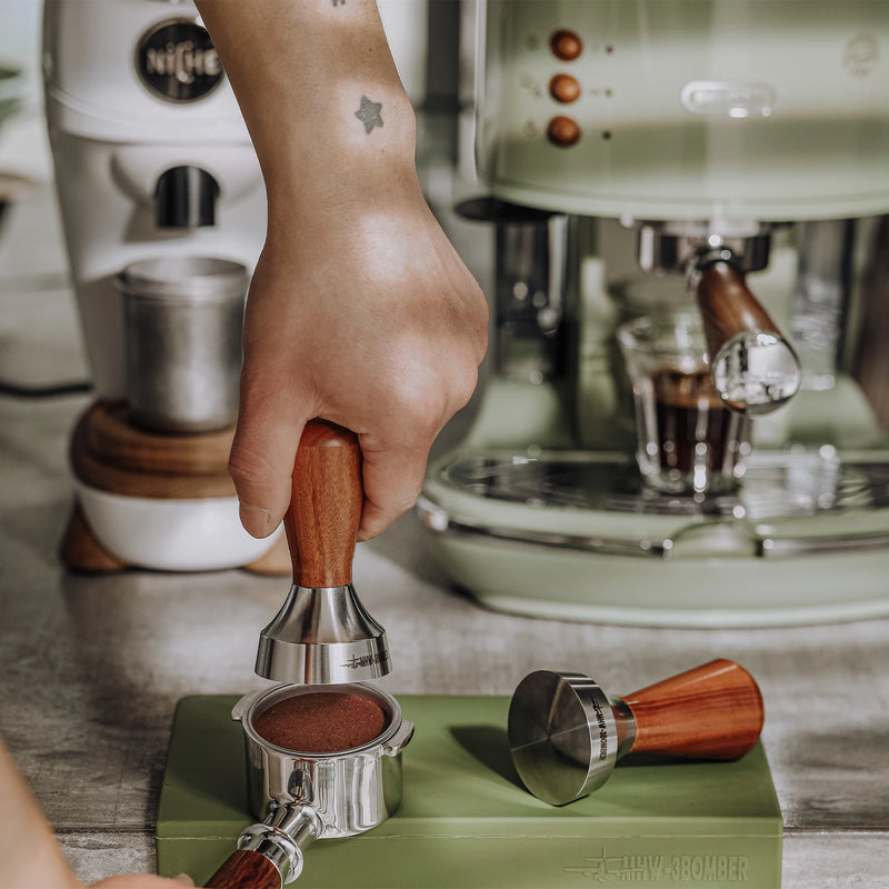 51mm 58.35mm Coffee Tamper Espresso Press Level Tool Vintage Solid Wood Handle Barista Accessories