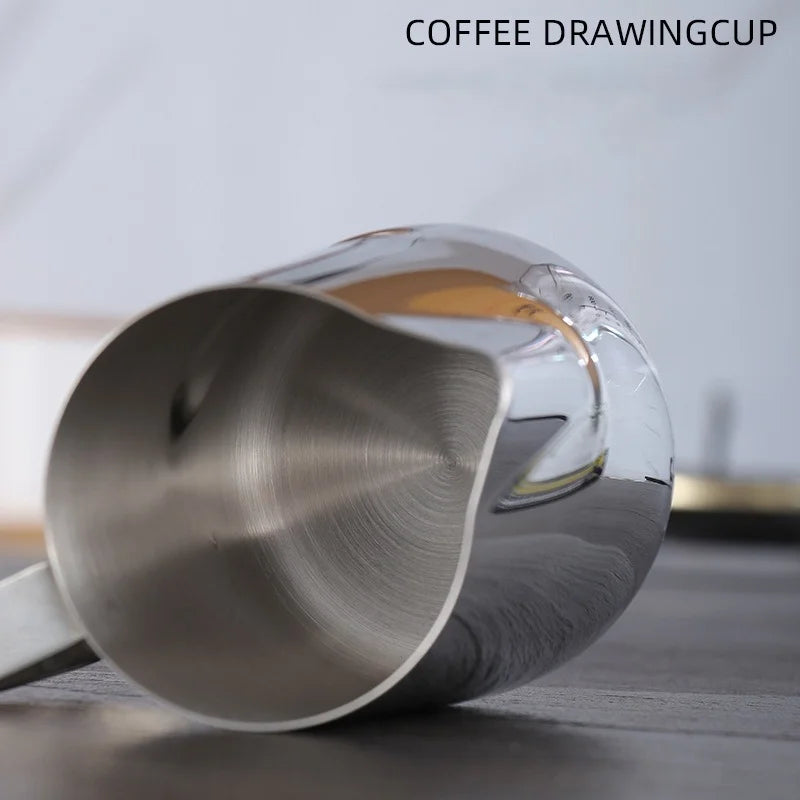 Stainless Steel Milk Frothing Jug with Temp for Latte Art, Coffee, Espresso – 350ml, 600ml, 900ml