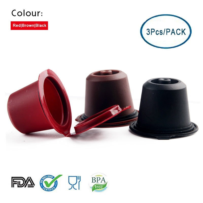 3pcs/Pack Nespresso Capsule Reusable Coffee Filter Refillable Cafe Pods Plastic Original Line Nestle