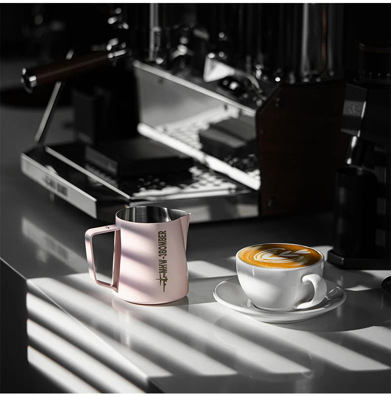 Barista Fan Milk Frothing Pitcher 304 Stainless Steel Latte Art Pitcher Milk Steaming Jug Accessory