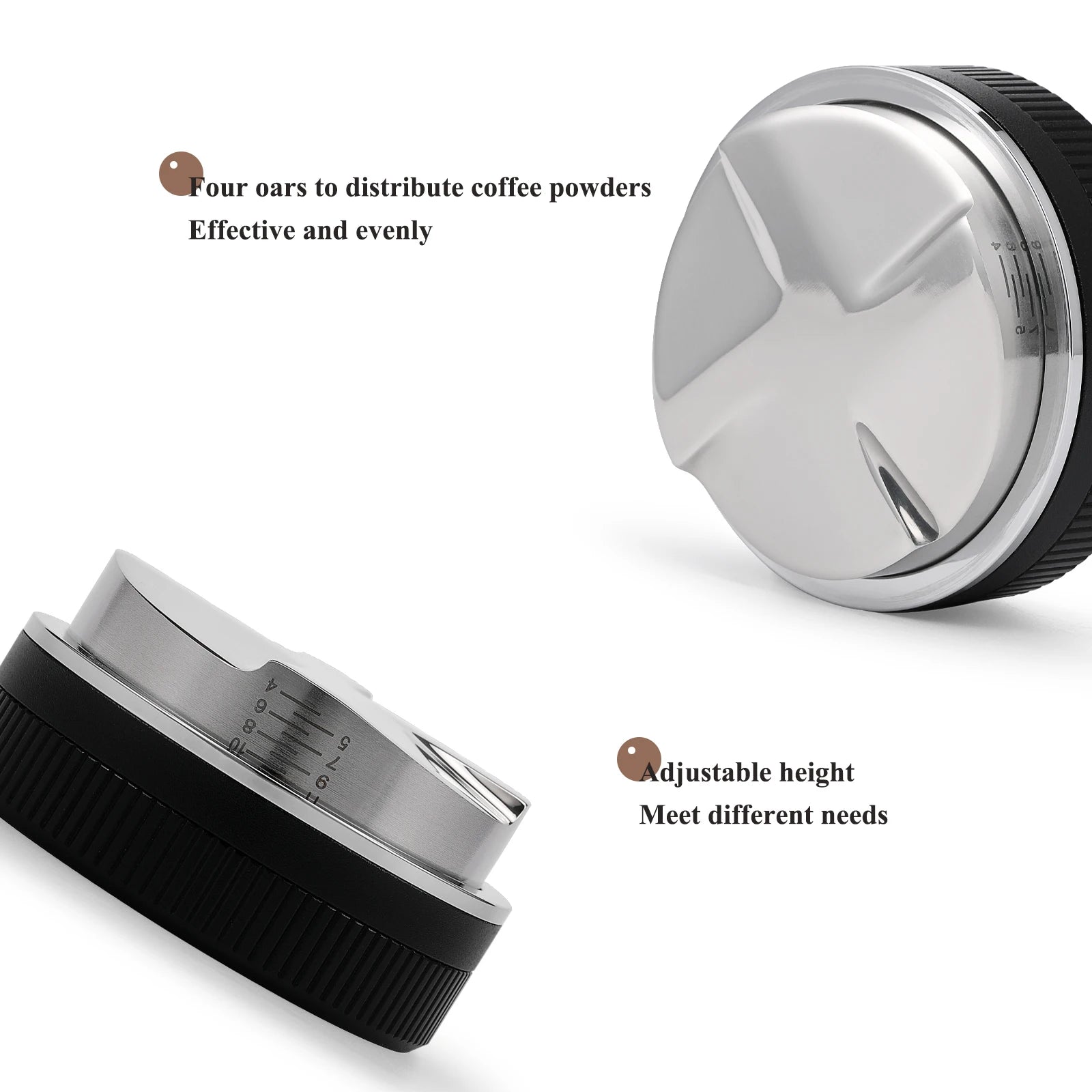 51mm 53mm 58.35mm Coffee Distributor Stainless Steel Base Espresso Tamper with Tamping Mat Brush Set