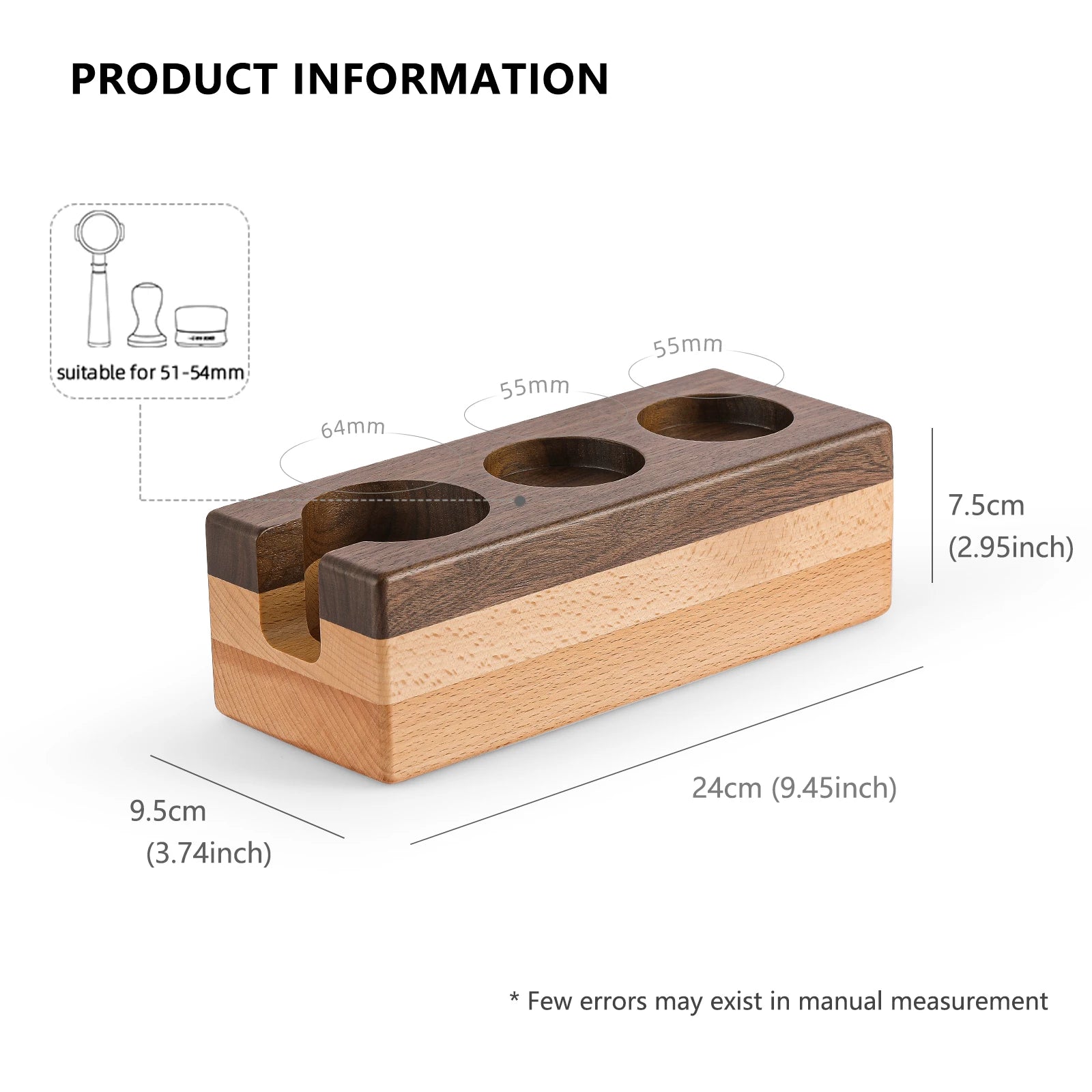 Coffee Distributor & Tamper Station Portafilter Stand Espresso Tamping Mat Non-Slip Base 51-58mm