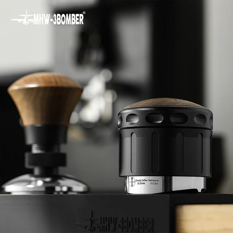 Adaptive Height 58.35mm Coffee Distributor & Adjustable Depth Espresso Tamper, Barista Accessories