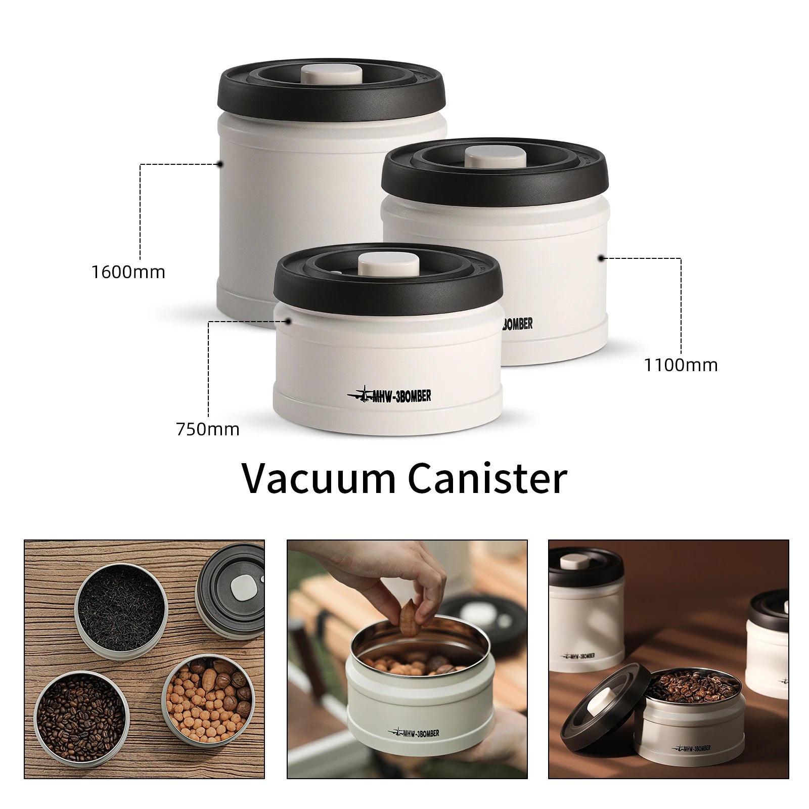 MHW-3BOMBER Coffee & Food Manual Vacuum Storage Canister Airtight Container Portable Camping Tool